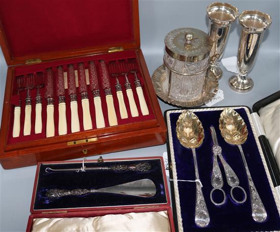 Assorted silver and plated wares.
